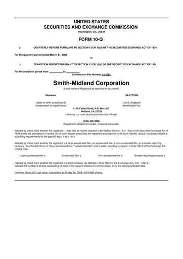 Thumbnail Smith-Midland Corporation 10-Q Quarterly Report FY 