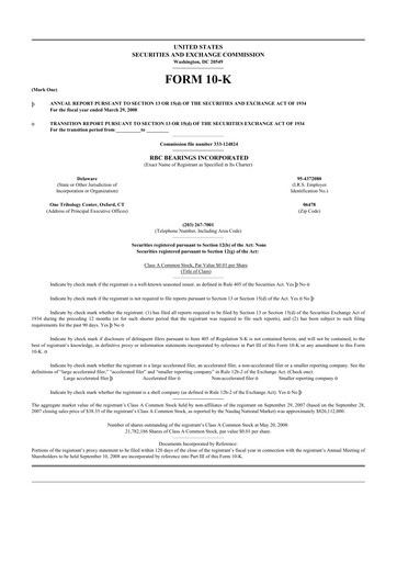 Thumbnail RBC Bearings 10-K Annual Report 