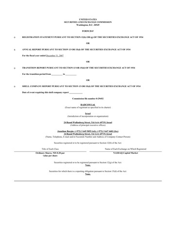 Thumbnail RADCOM 20-F Annual Report 