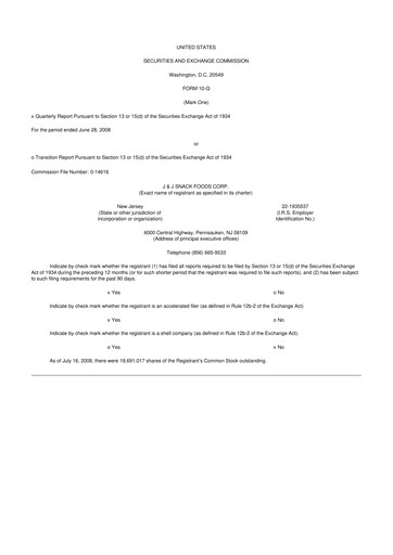 Thumbnail J&J Snack Foods
 10-Q Quarterly Report FY 