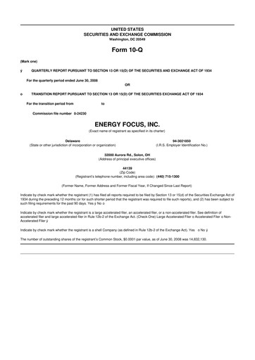 Thumbnail Energy Focus 10-Q Quarterly Report FY 