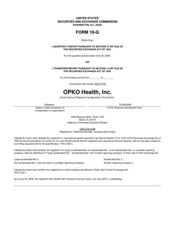 Thumbnail OPKO Health
 10-Q Quarterly Report FY 