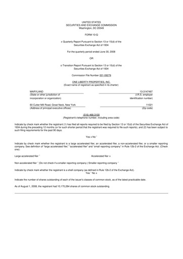 Thumbnail One Liberty Properties 10-Q Quarterly Report FY 