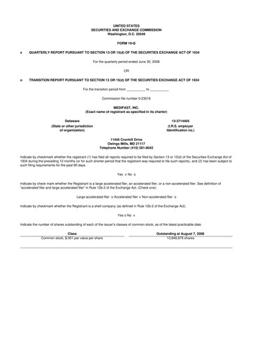 Thumbnail Medifast 10-Q Quarterly Report FY 