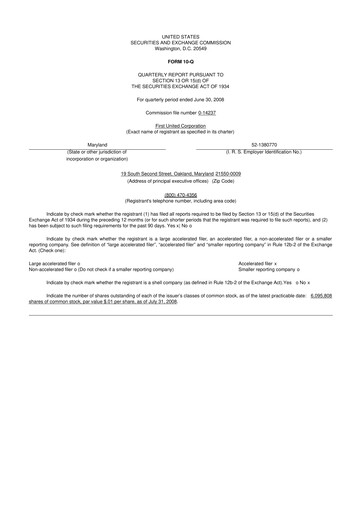 Thumbnail First United Corporation 10-Q Quarterly Report FY 