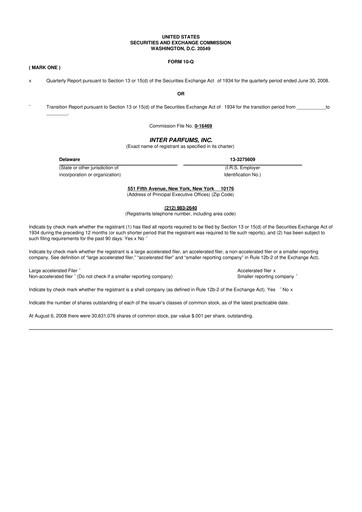 Thumbnail Interparfums 10-Q Quarterly Report FY 