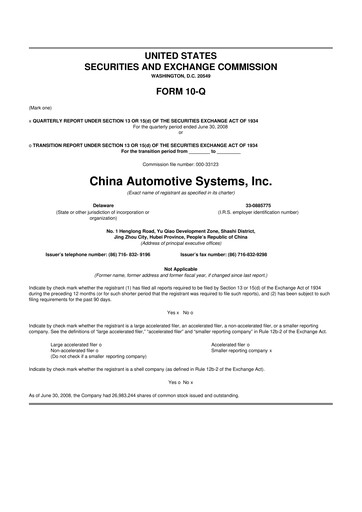 Vorschaubild China Automotive Systems 10-Q Quartalsbericht  