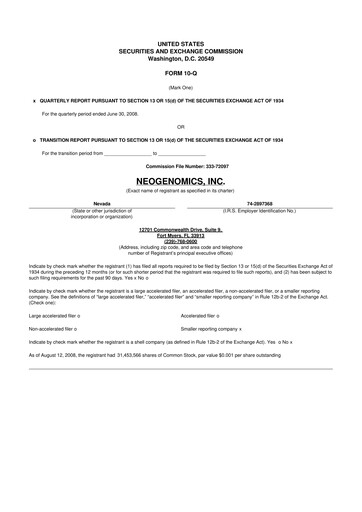 Thumbnail NeoGenomics
 10-Q Quarterly Report FY 