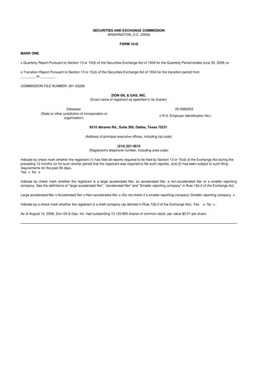 Thumbnail Zion Oil & Gas 10-Q Quarterly Report FY 