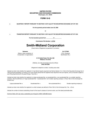 Thumbnail Smith-Midland Corporation 10-Q Quarterly Report FY 