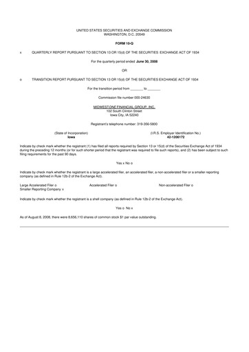 Thumbnail MidWestOne Financial Group
 10-Q Quarterly Report FY 