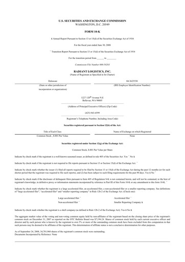 Thumbnail Radiant Logistics
 10-K Annual Report 