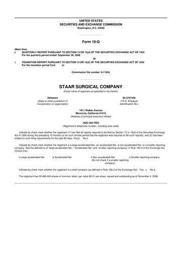 Thumbnail STAAR Surgical 10-Q Quarterly Report FY 