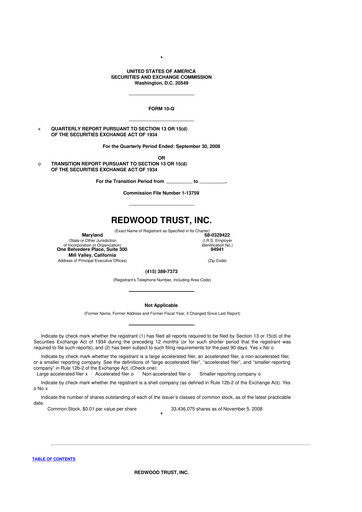 Vorschaubild Redwood Trust 10-Q Quartalsbericht  