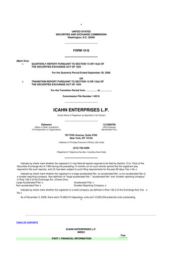 Thumbnail Icahn Enterprises
 10-Q Quarterly Report FY 