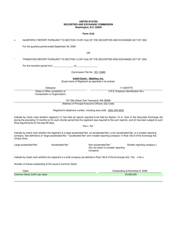 Miniature Intellicheck 10-Q Rapport trimestriel  