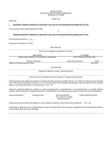 Thumbnail Bel Fuse 10-Q Quarterly Report FY 