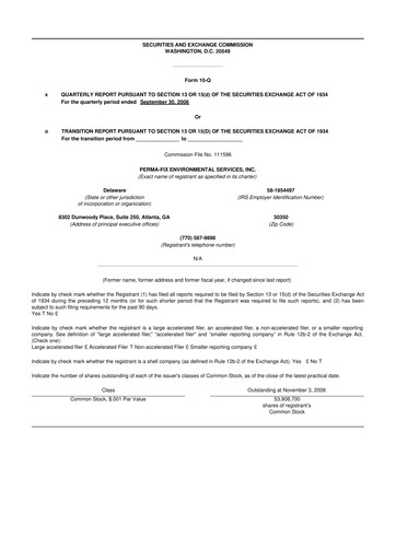 Miniature Perma-Fix Environmental Services 10-Q Rapport trimestriel  