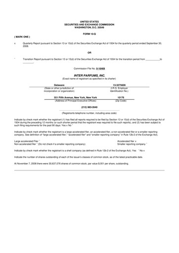 Thumbnail Interparfums 10-Q Quarterly Report FY 