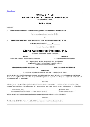 Vorschaubild China Automotive Systems 10-Q Quartalsbericht  