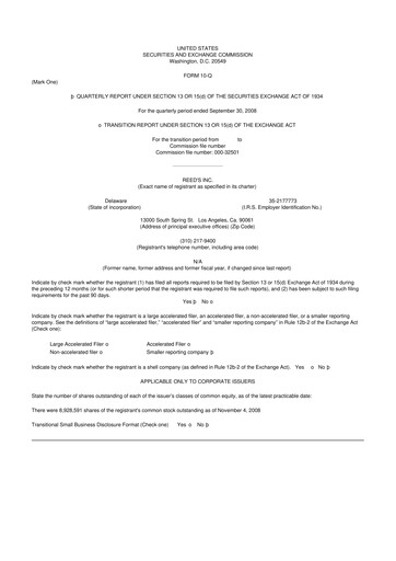 Thumbnail Reed's, Inc. 10-Q Quarterly Report FY 