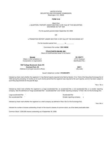 Miniature Workhorse Group
 10-Q Rapport trimestriel  