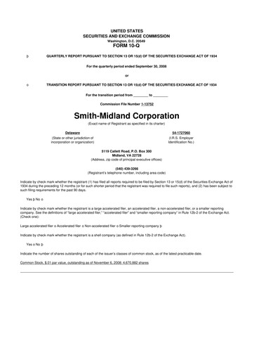 Thumbnail Smith-Midland Corporation 10-Q Quarterly Report FY 