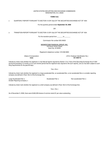 Thumbnail MidWestOne Financial Group
 10-Q Quarterly Report FY 
