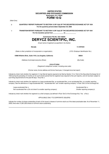 Miniature Research Solutions 10-Q Rapport trimestriel  