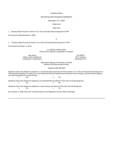 Thumbnail J&J Snack Foods
 10-Q Quarterly Report FY 