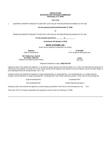 Thumbnail Mitek Systems
 10-Q Quarterly Report FY 