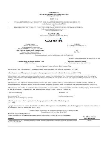 Thumbnail Garmin 10-K Annual Report 