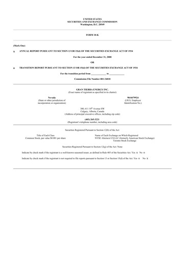 Thumbnail Gran Tierra Energy 10-K Annual Report 