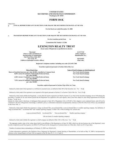 Miniature LXP Industrial Trust 10-K Rapport annuel 