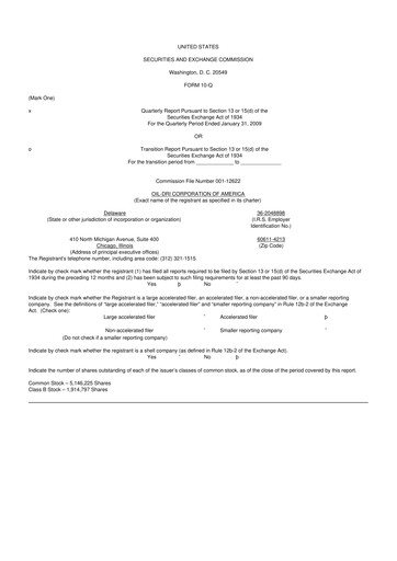 Thumbnail Oil-Dri Corporation Of America
 10-Q Quarterly Report FY 