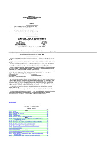 Thumbnail Camden National Corporation
 10-K Annual Report 