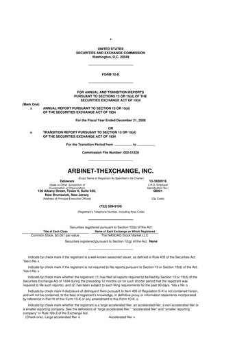 Thumbnail Arbinet 10-K Annual Report 