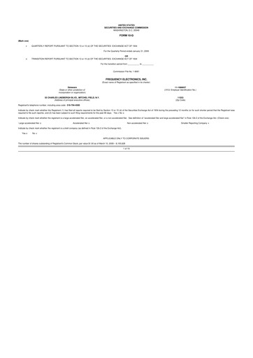 Thumbnail Frequency Electronics 10-Q Quarterly Report FY 