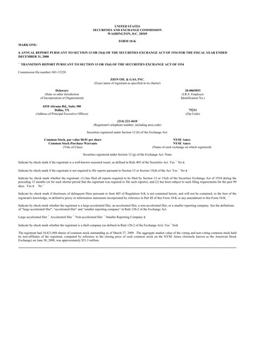 Miniature Zion Oil & Gas 10-K Rapport annuel 