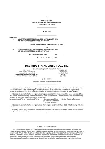 Thumbnail MSC Industrial Direct 10-Q Quarterly Report FY 
