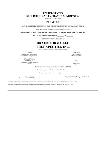 Thumbnail BrainStorm Cell Therapeutics 10-K Annual Report 