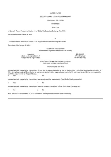 Thumbnail J&J Snack Foods
 10-Q Quarterly Report FY 