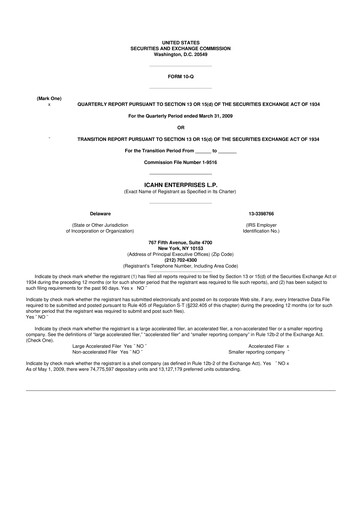 Thumbnail Icahn Enterprises
 10-Q Quarterly Report FY 