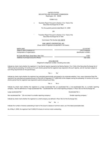 Thumbnail One Liberty Properties 10-Q Quarterly Report FY 