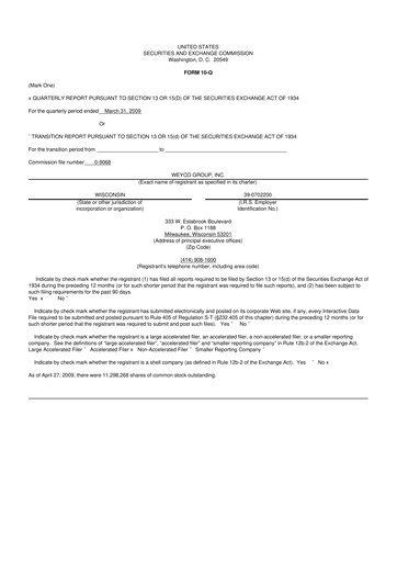 Thumbnail Weyco Group 10-Q Quarterly Report FY 