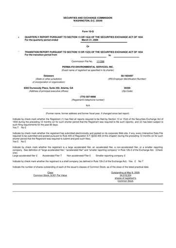 Miniature Perma-Fix Environmental Services 10-Q Rapport trimestriel  