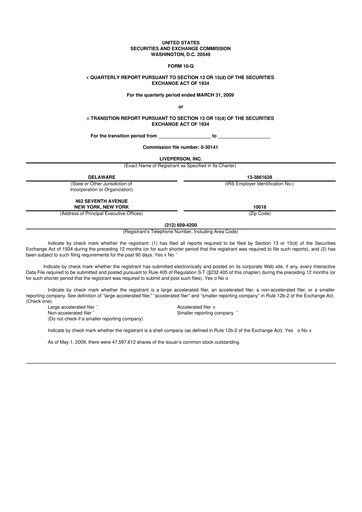 Miniature LivePerson 10-Q Rapport trimestriel  