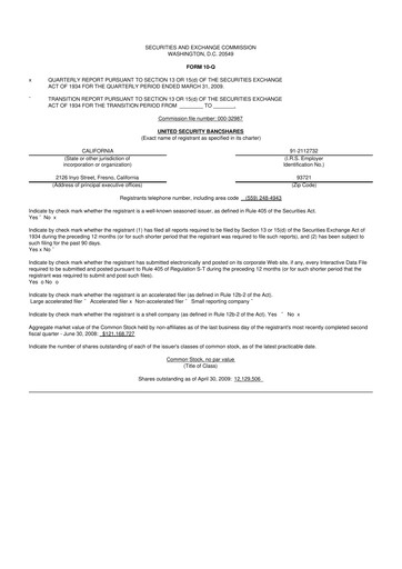 Vorschaubild United Security Bancshares 10-Q Quartalsbericht  