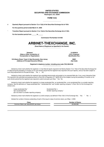 Thumbnail Arbinet 10-Q Quarterly Report FY 