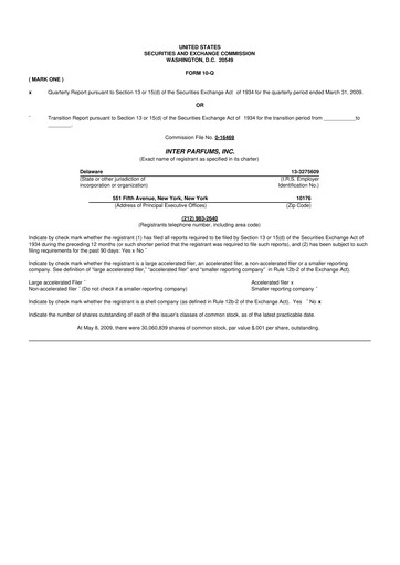 Thumbnail Interparfums 10-Q Quarterly Report FY 